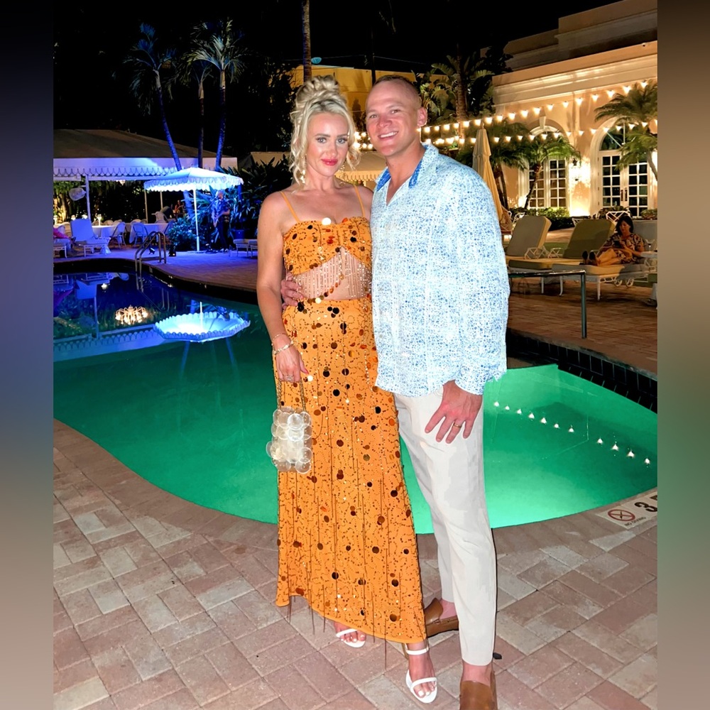 Orange two piece outfit dress